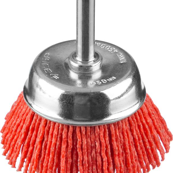 Щетка чашечная для дрели,50мм, нейлоновая проволока с абразивным покрытием, ЗУБР ″Профессионал″. 35165-050